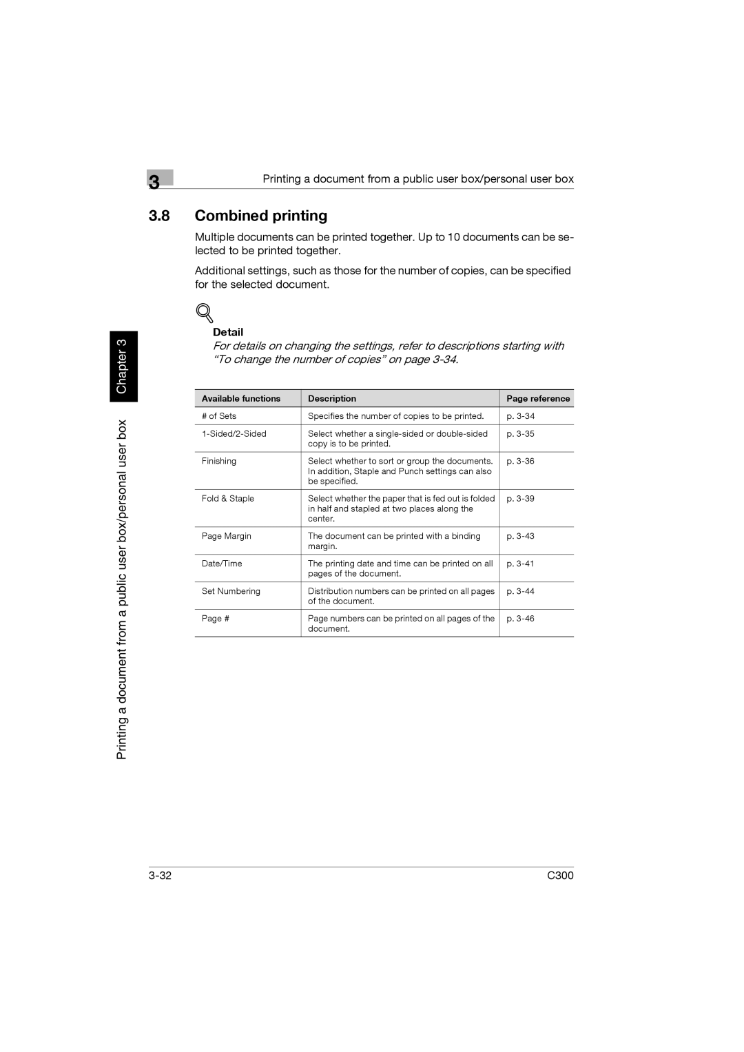 Konica Minolta bizhub C300 manual Combined printing, Detail 