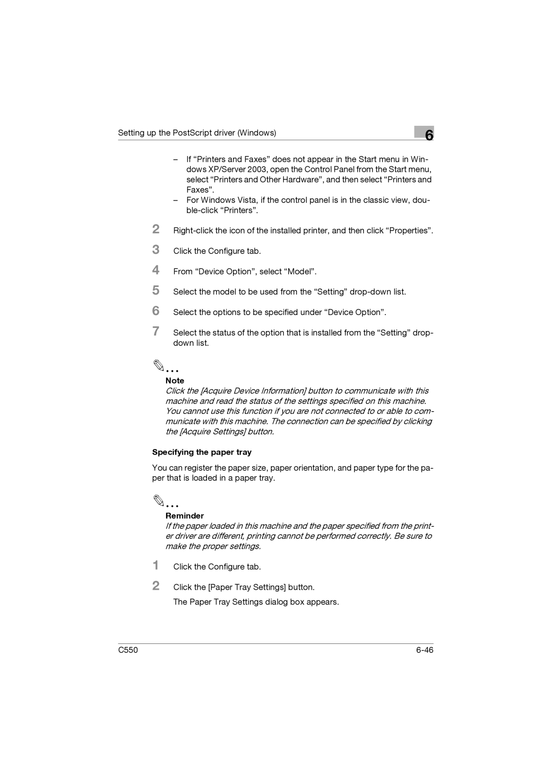 Konica Minolta bizhub C550 manual Specifying the paper tray 