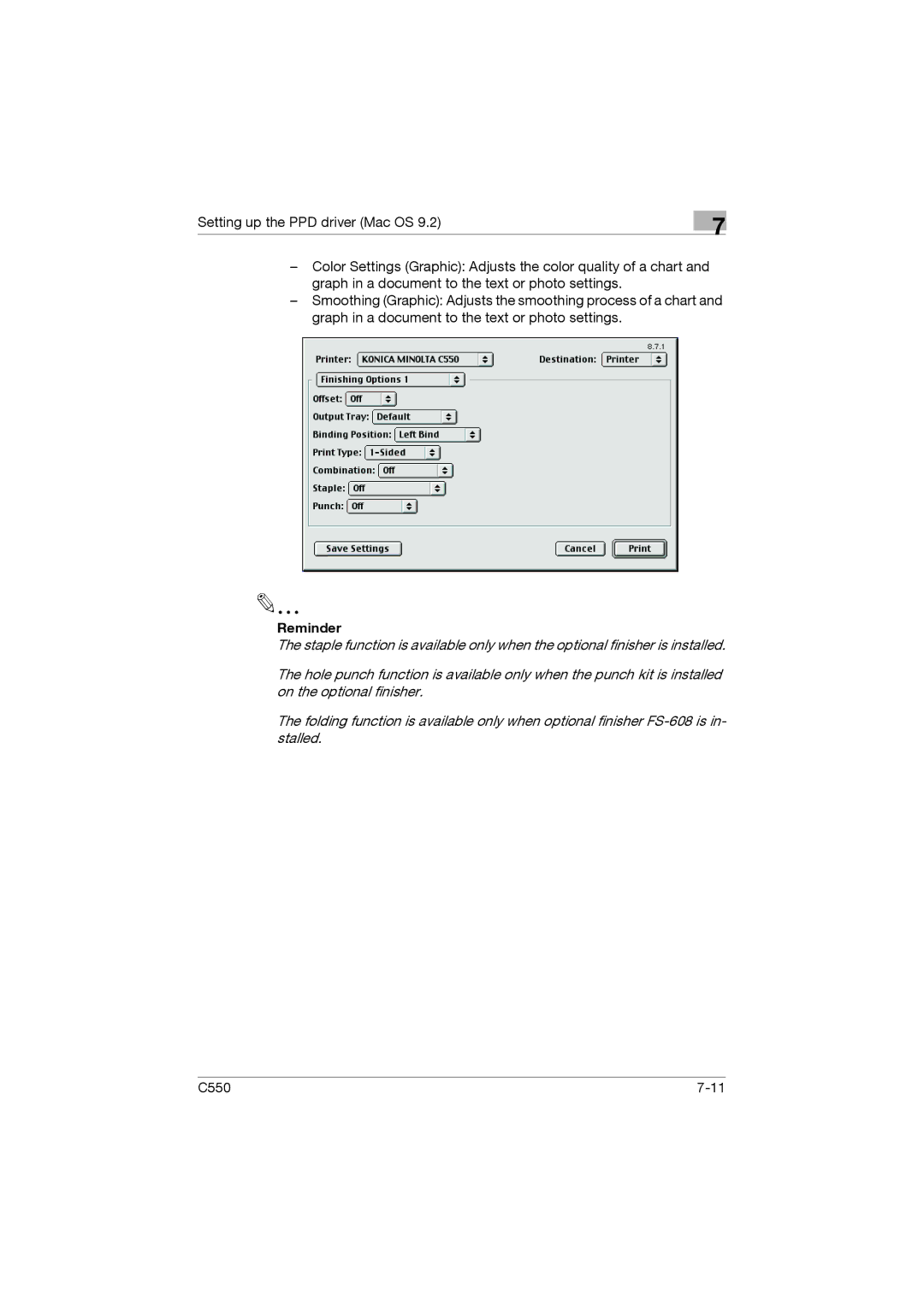 Konica Minolta bizhub C550 manual Reminder 