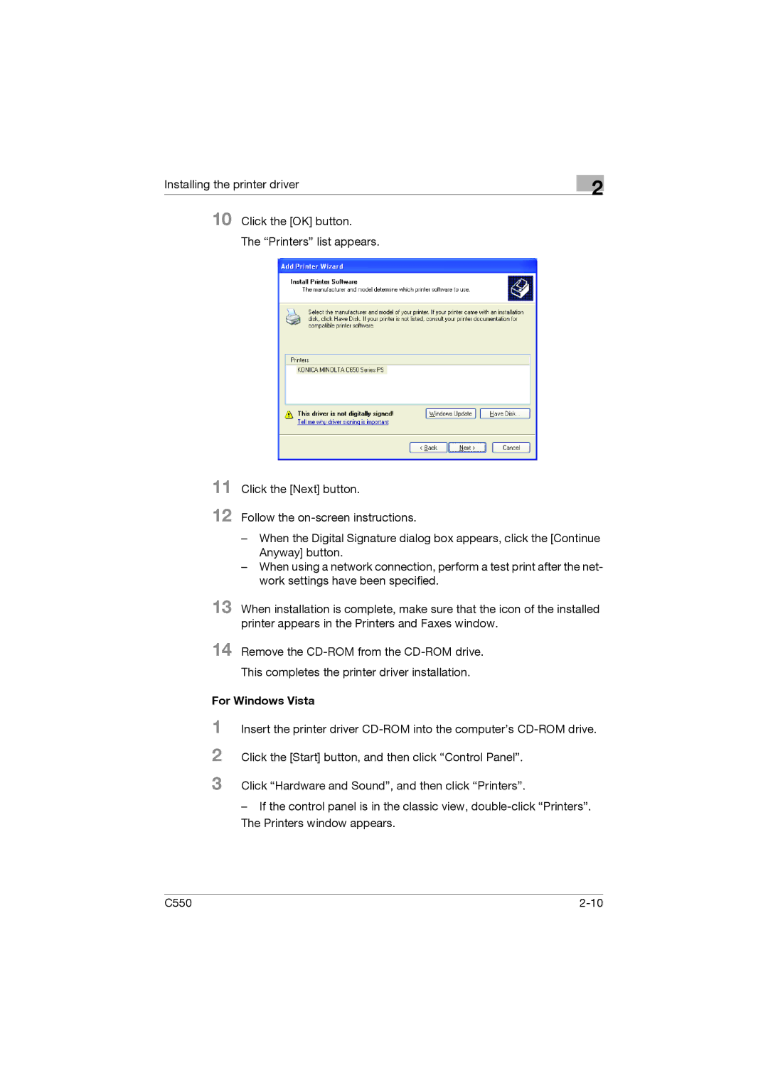 Konica Minolta bizhub C550 manual For Windows Vista 