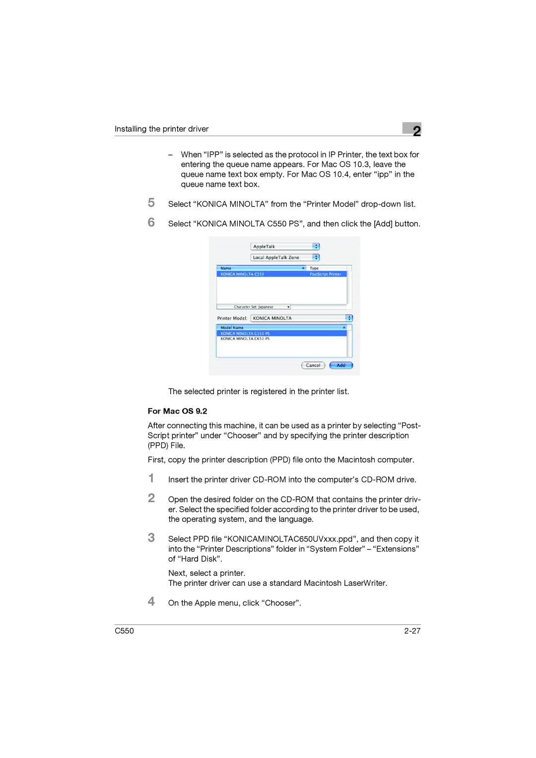 Konica Minolta bizhub C550 manual For Mac OS 