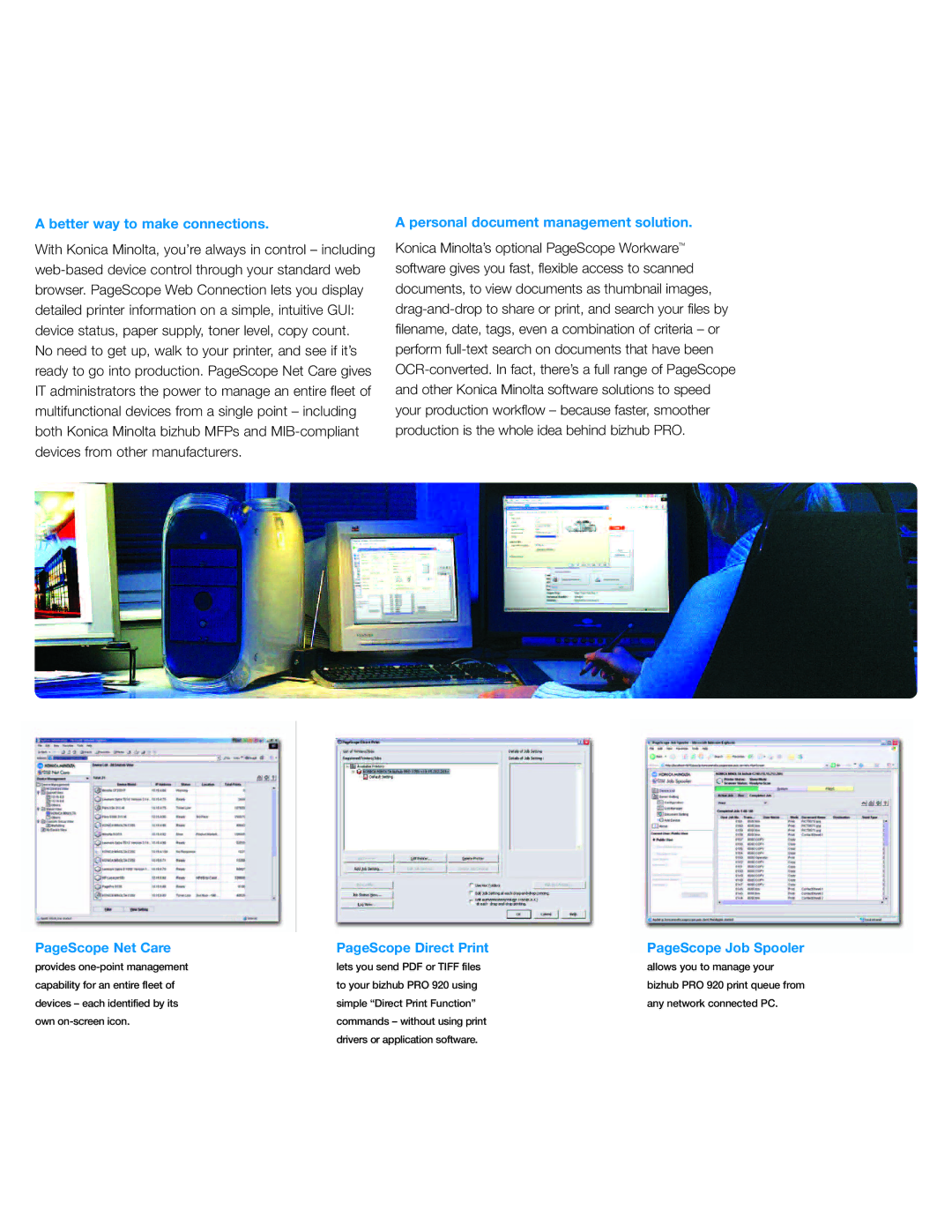 Konica Minolta bizhubPRO920 Better way to make connections, Personal document management solution, PageScope Net Care 