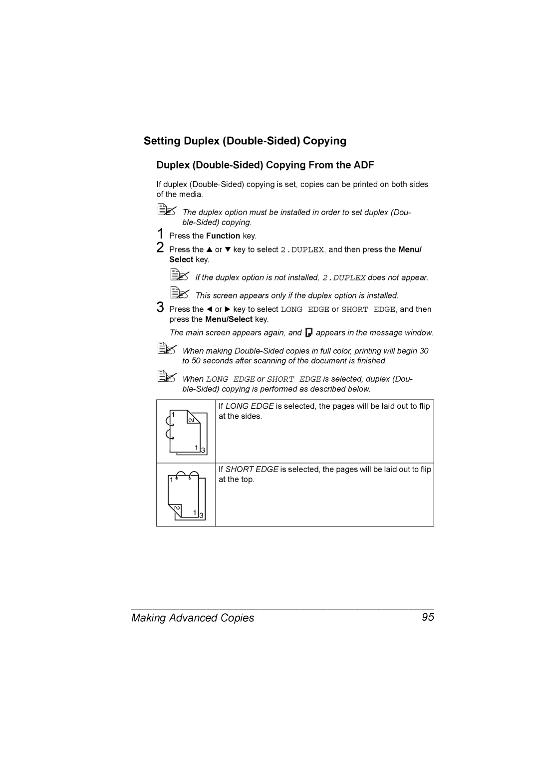 Konica Minolta C10 manual Setting Duplex Double-Sided Copying, Duplex Double-Sided Copying From the ADF 