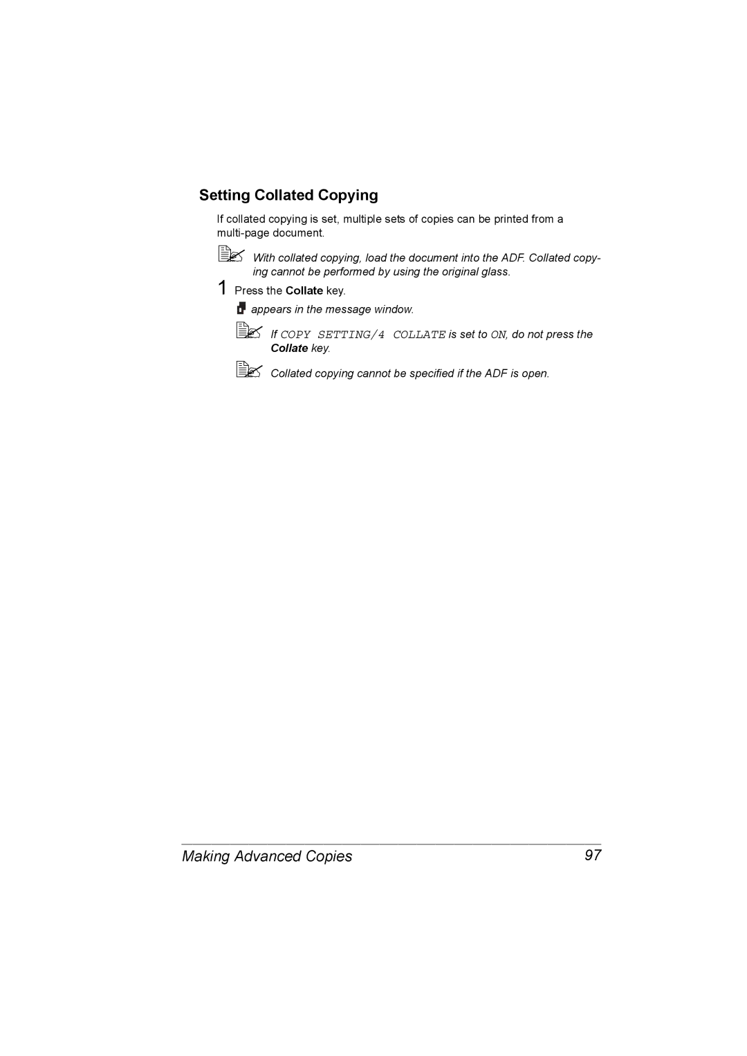 Konica Minolta C10 manual Setting Collated Copying 