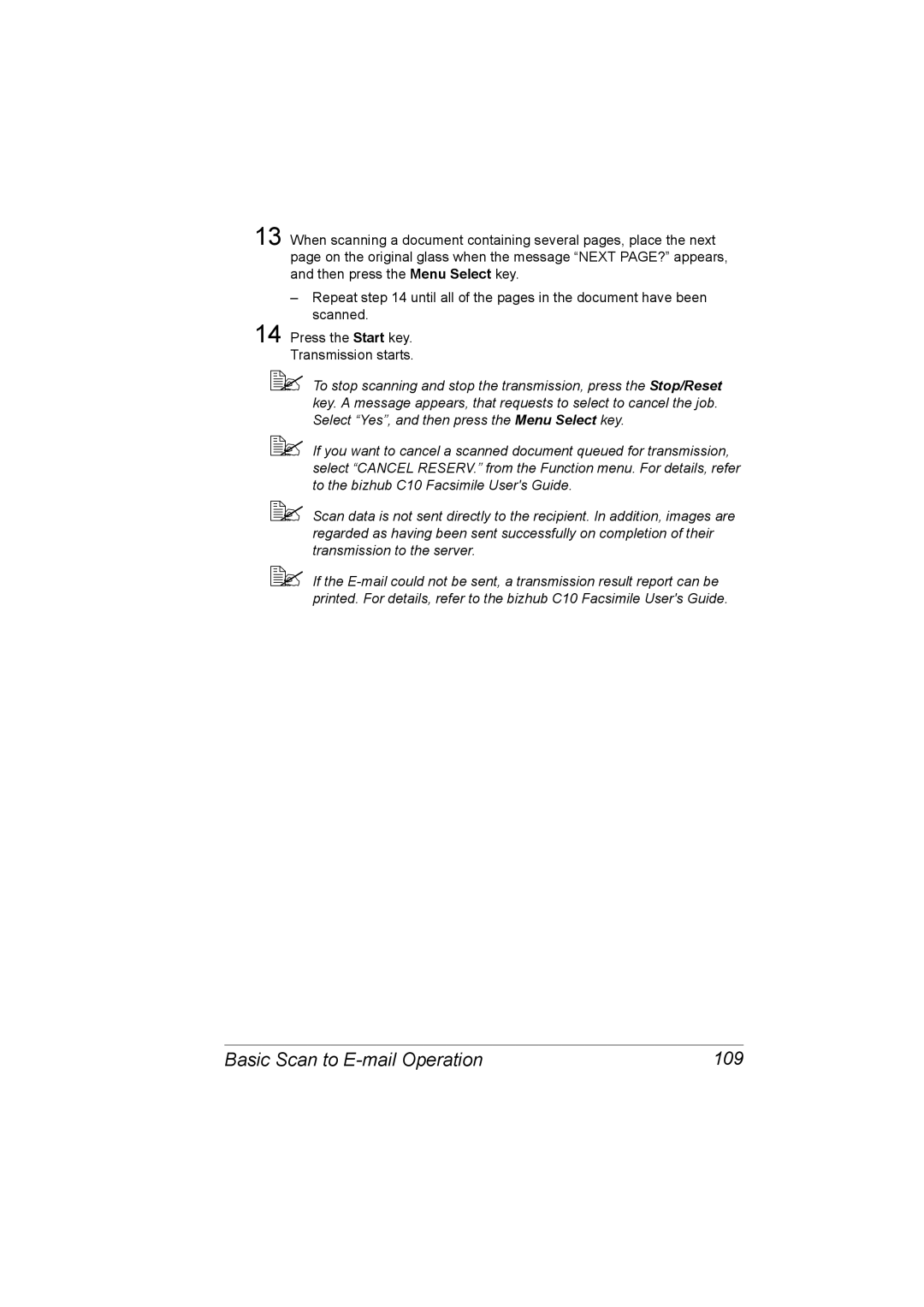 Konica Minolta C10 manual Basic Scan to E-mail Operation 109 