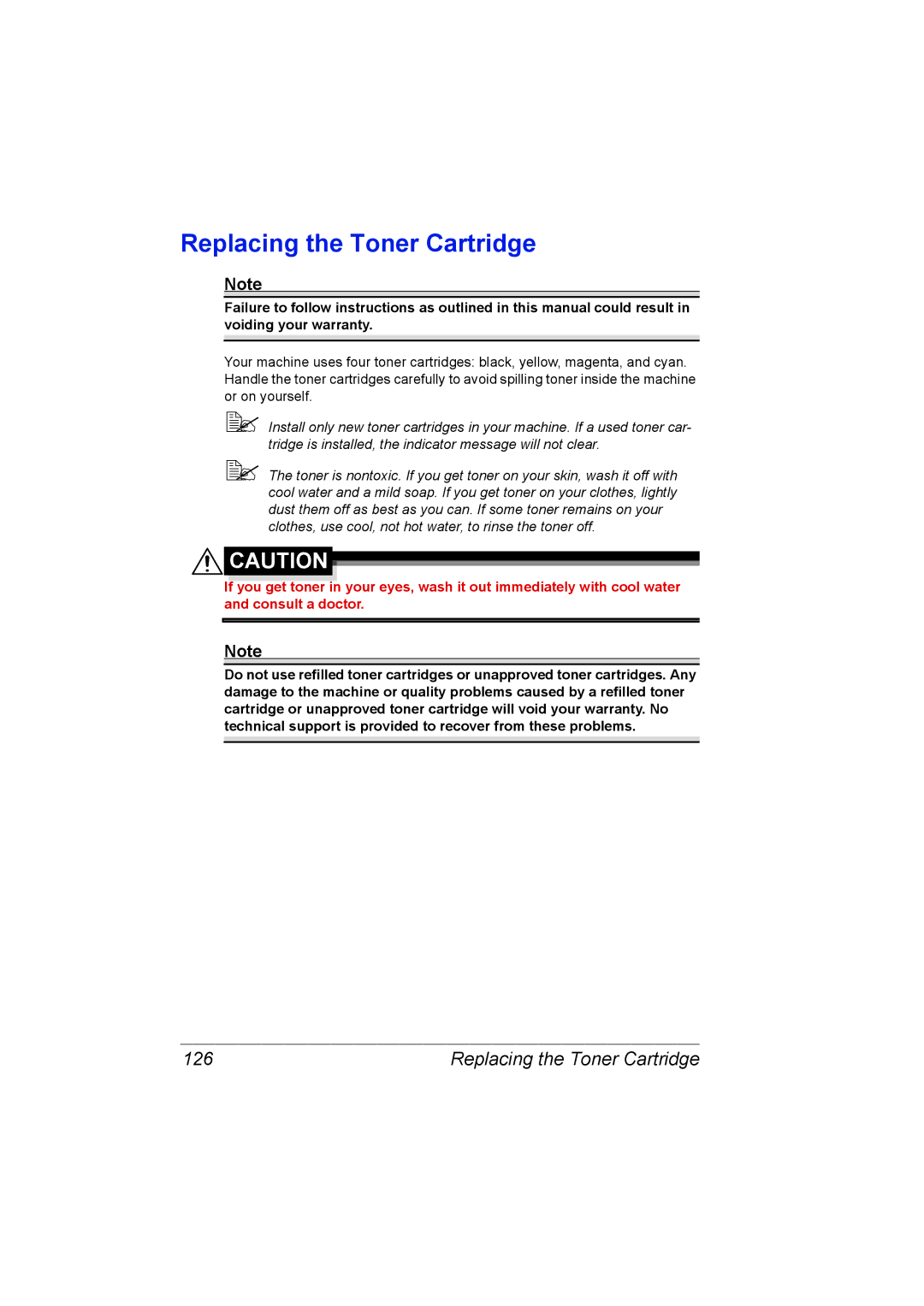 Konica Minolta C10 manual Replacing the Toner Cartridge 