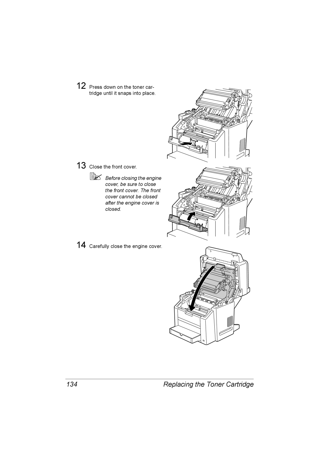 Konica Minolta C10 manual Replacing the Toner Cartridge 