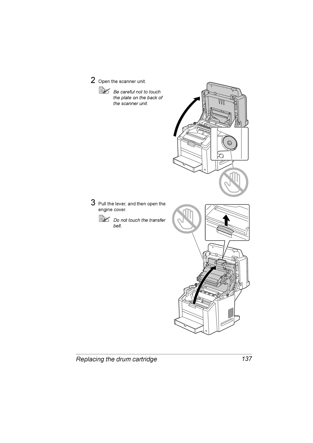 Konica Minolta C10 manual Replacing the drum cartridge 137 