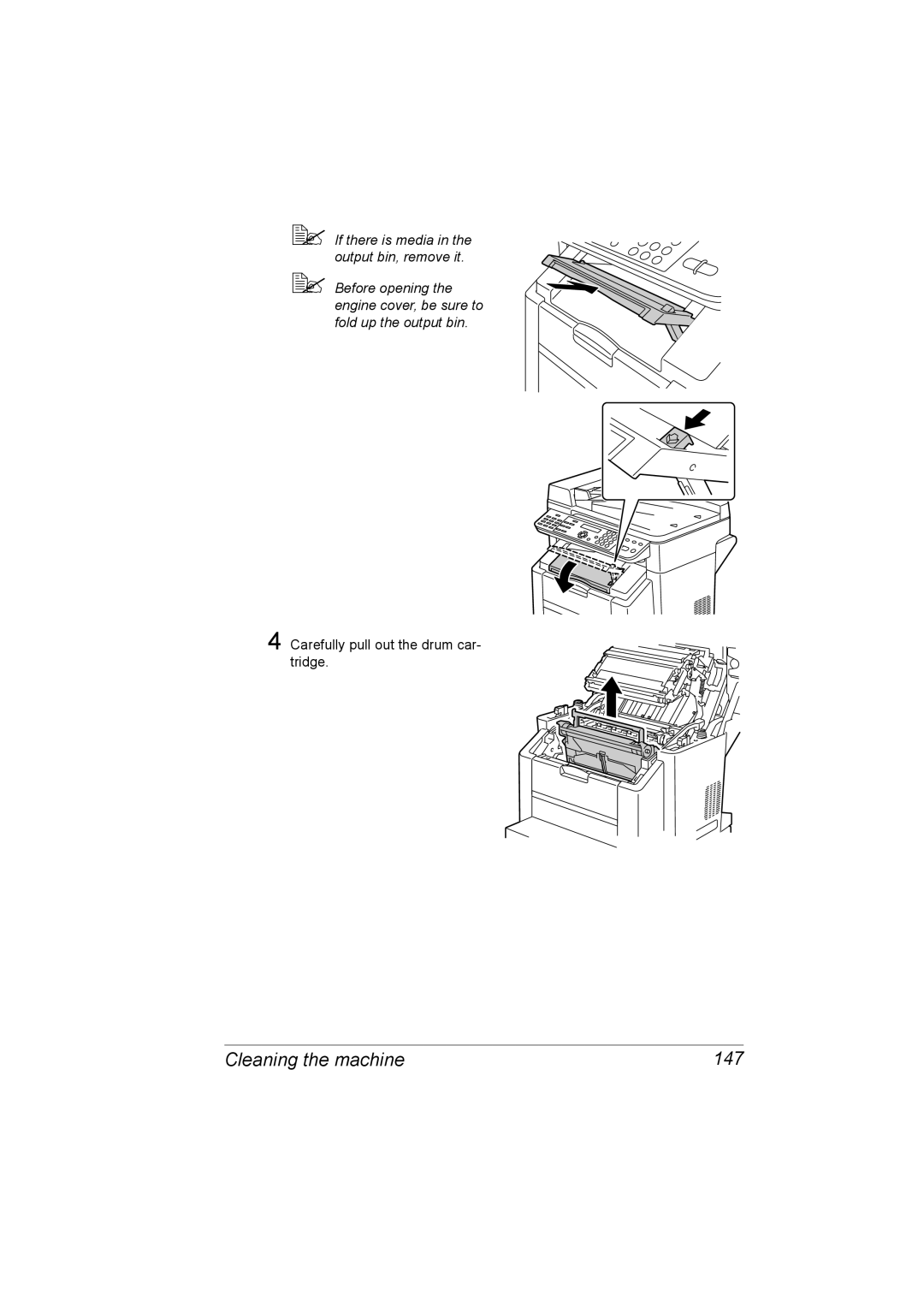 Konica Minolta C10 manual Cleaning the machine 147 