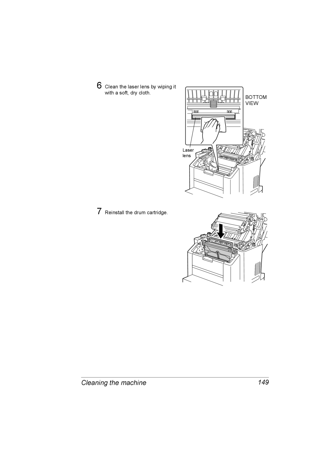 Konica Minolta C10 manual Cleaning the machine 149 