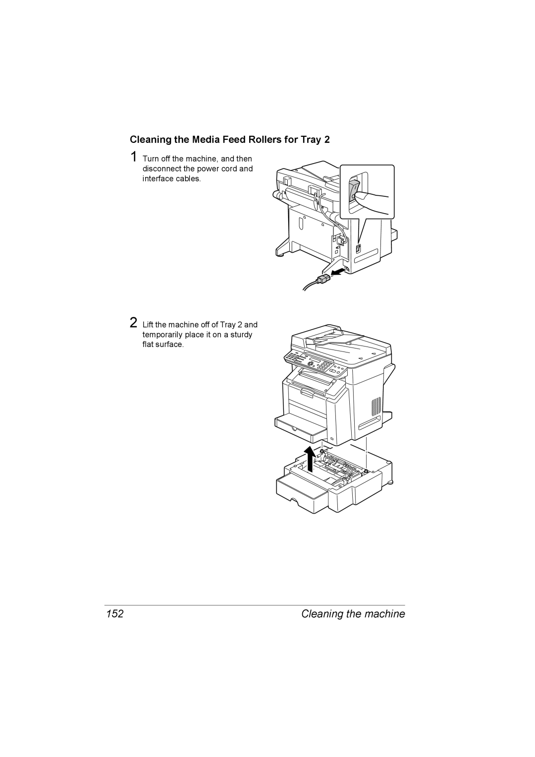 Konica Minolta C10 manual 152, Cleaning the Media Feed Rollers for Tray 