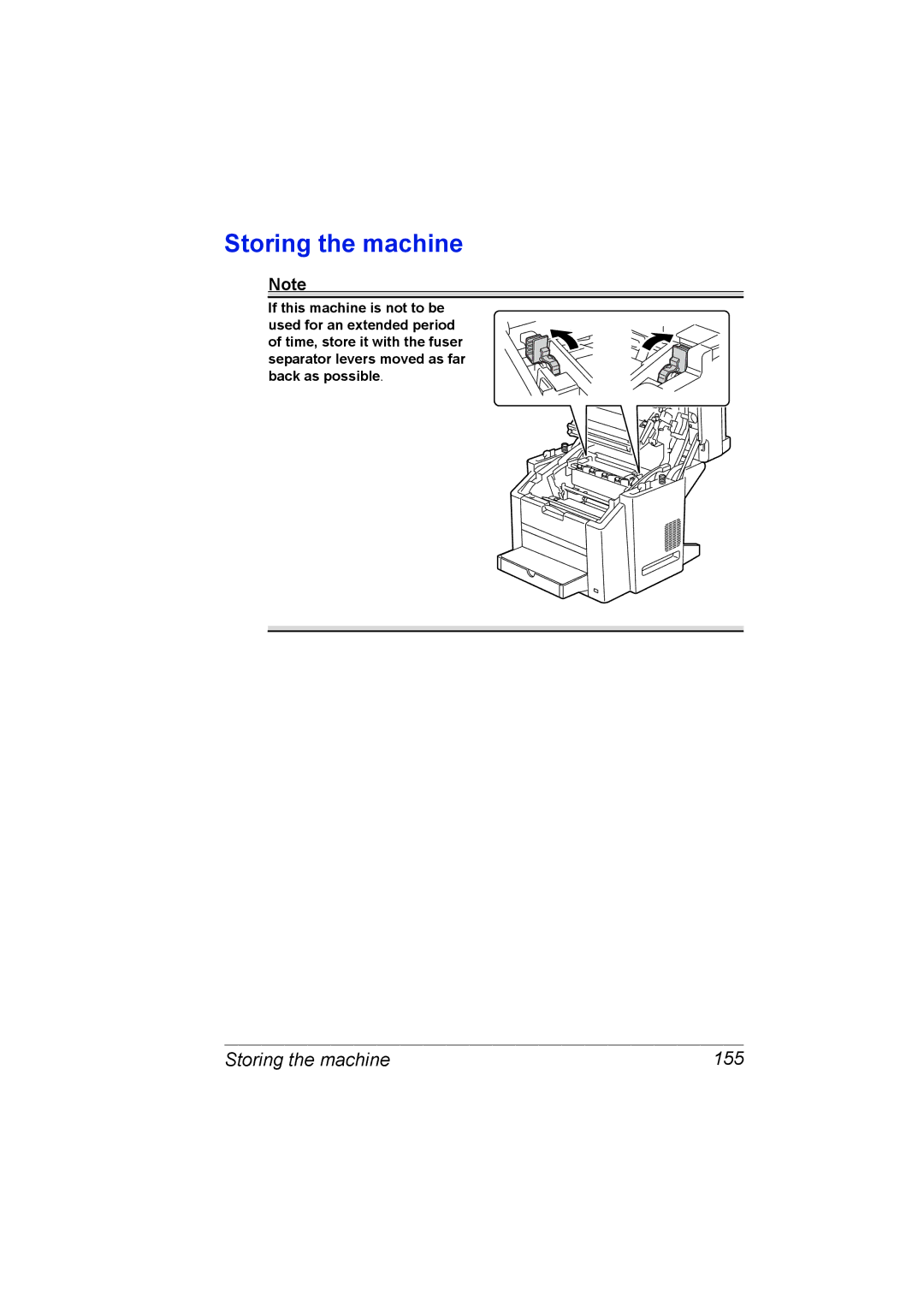 Konica Minolta C10 manual Storing the machine 155 