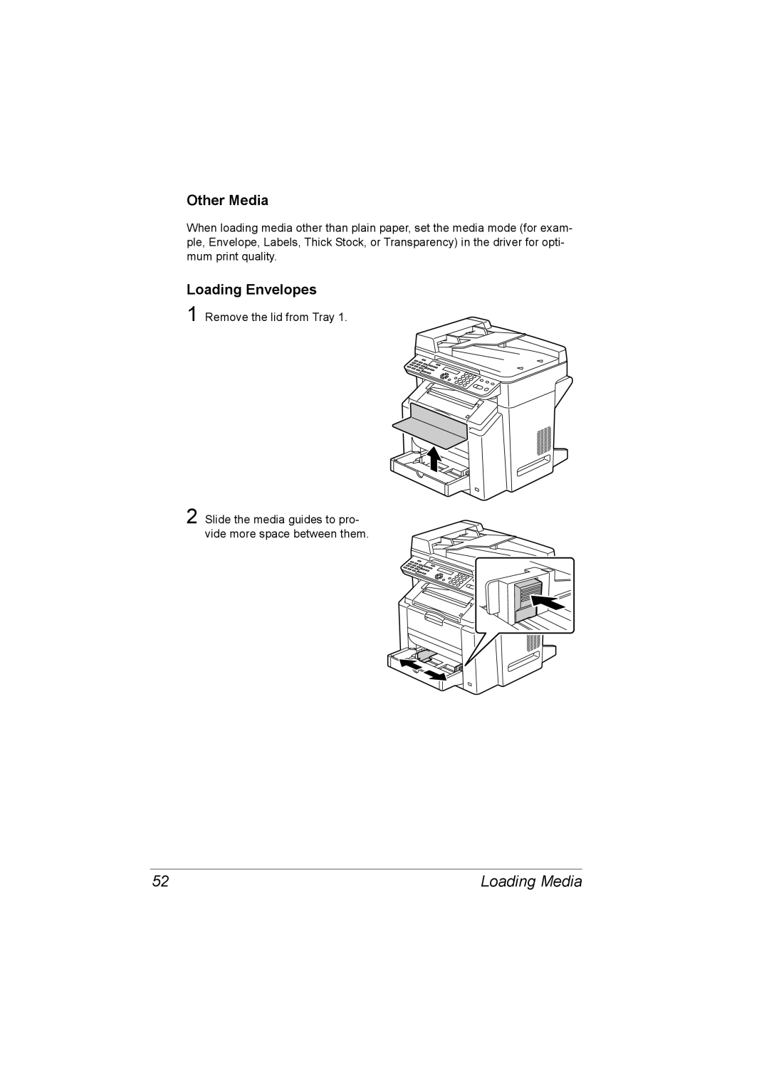 Konica Minolta C10 manual Other Media, Loading Envelopes 