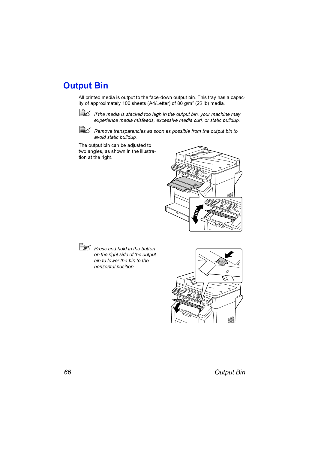 Konica Minolta C10 manual Output Bin 