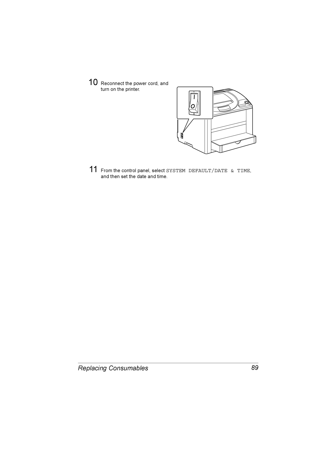 Konica Minolta C10P manual Replacing Consumables 