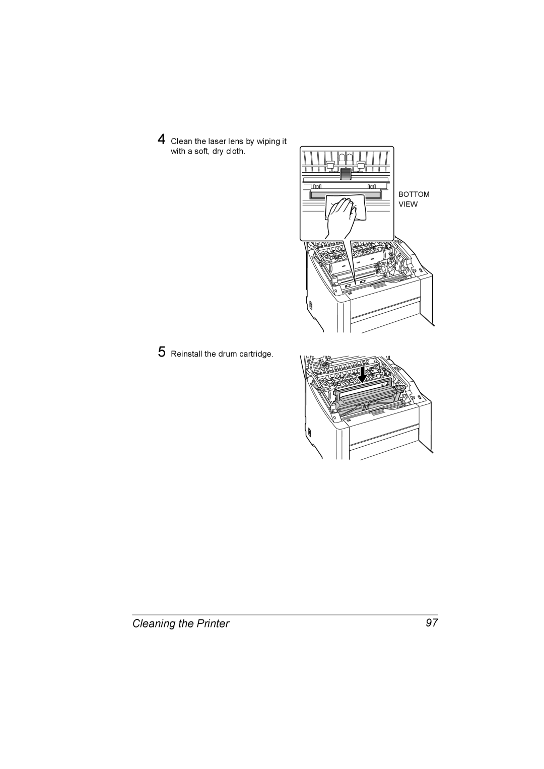 Konica Minolta C10P manual Clean the laser lens by wiping it with a soft, dry cloth 