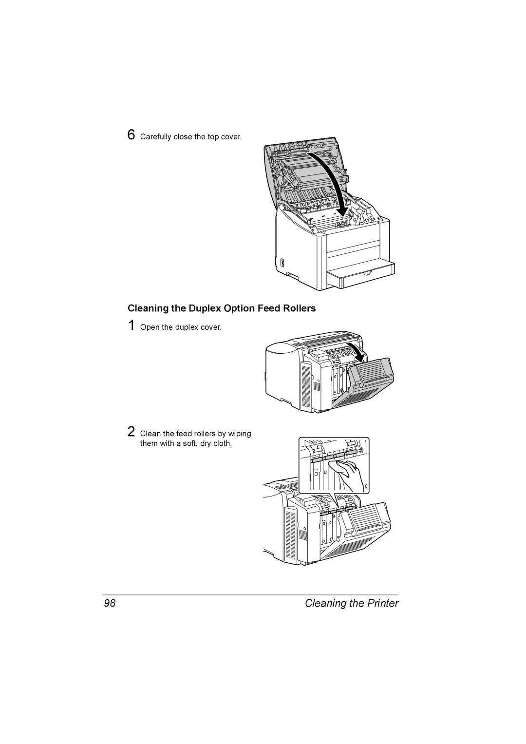 Konica Minolta C10P manual Cleaning the Duplex Option Feed Rollers 