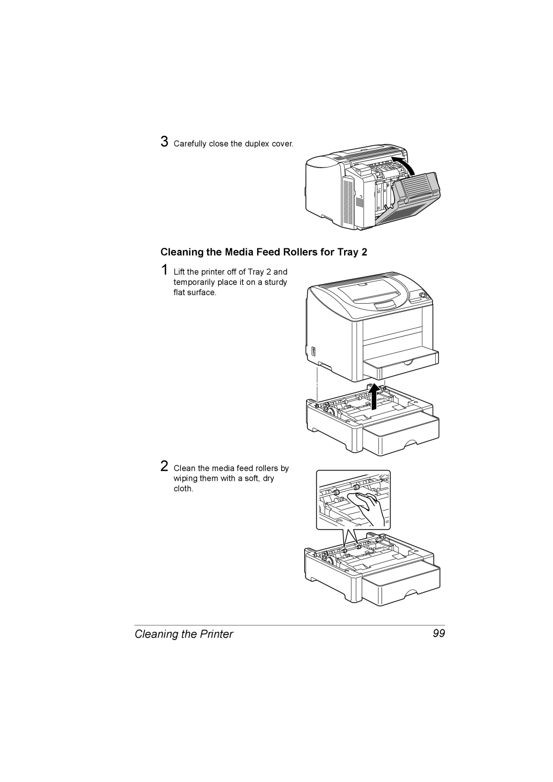 Konica Minolta C10P manual Cleaning the Media Feed Rollers for Tray 