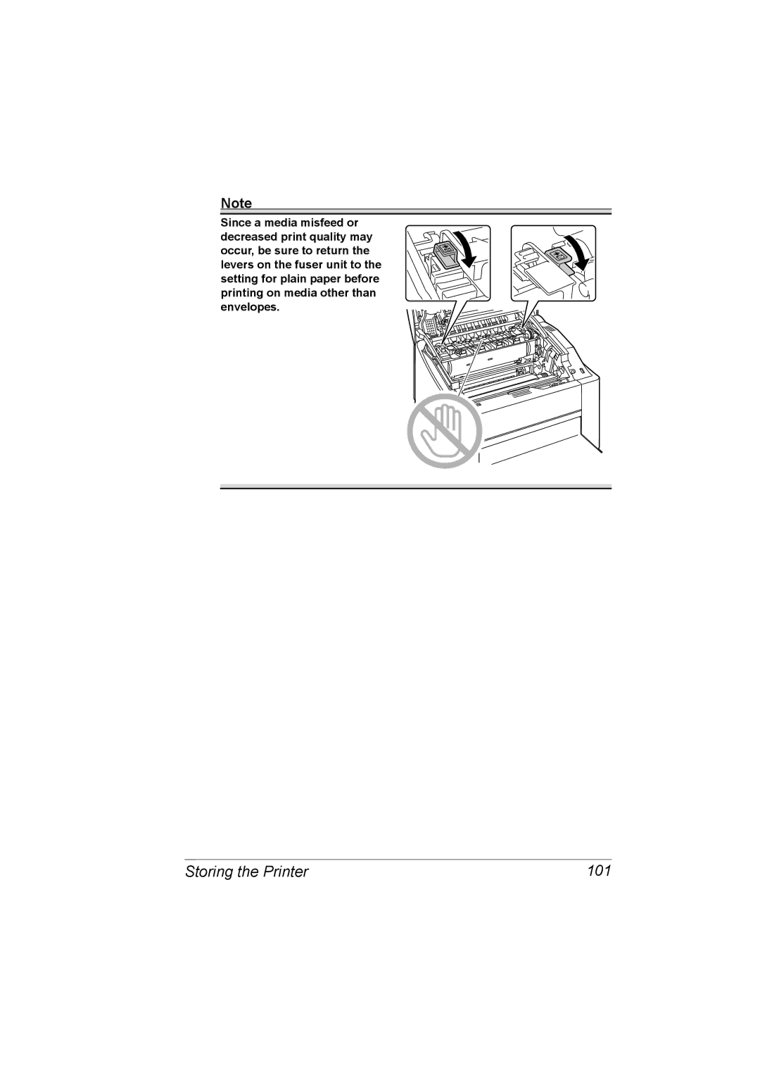 Konica Minolta C10P manual Storing the Printer 101 