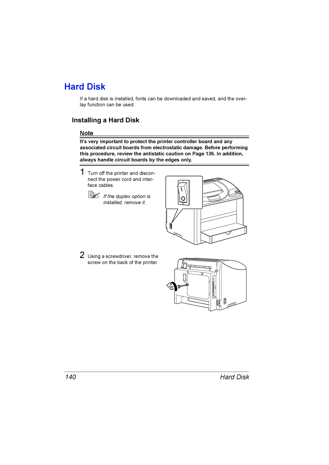 Konica Minolta C10P manual Installing a Hard Disk 