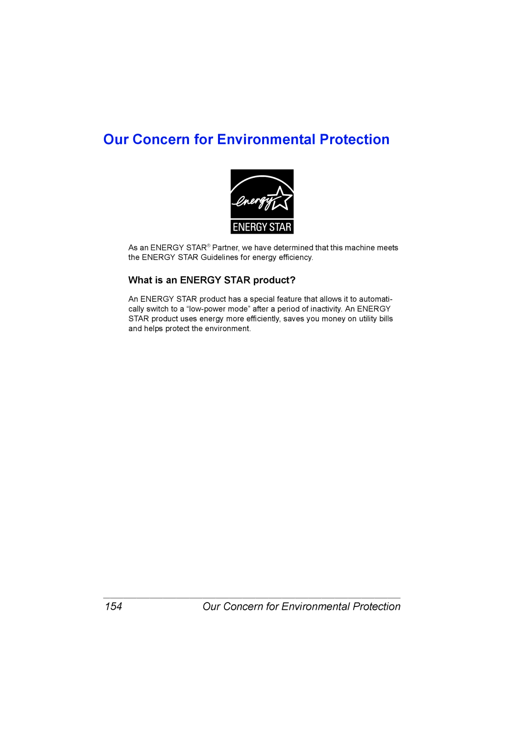 Konica Minolta C10P manual Our Concern for Environmental Protection, What is an Energy Star product? 