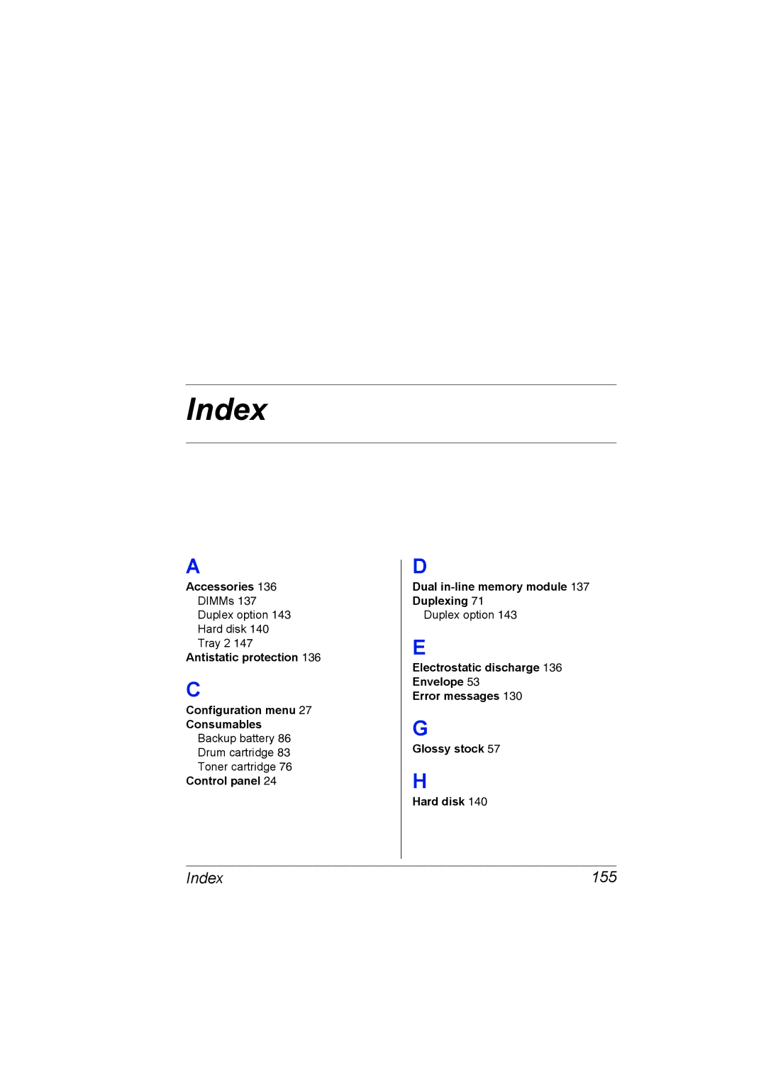 Konica Minolta C10P manual Index 155, Accessories 