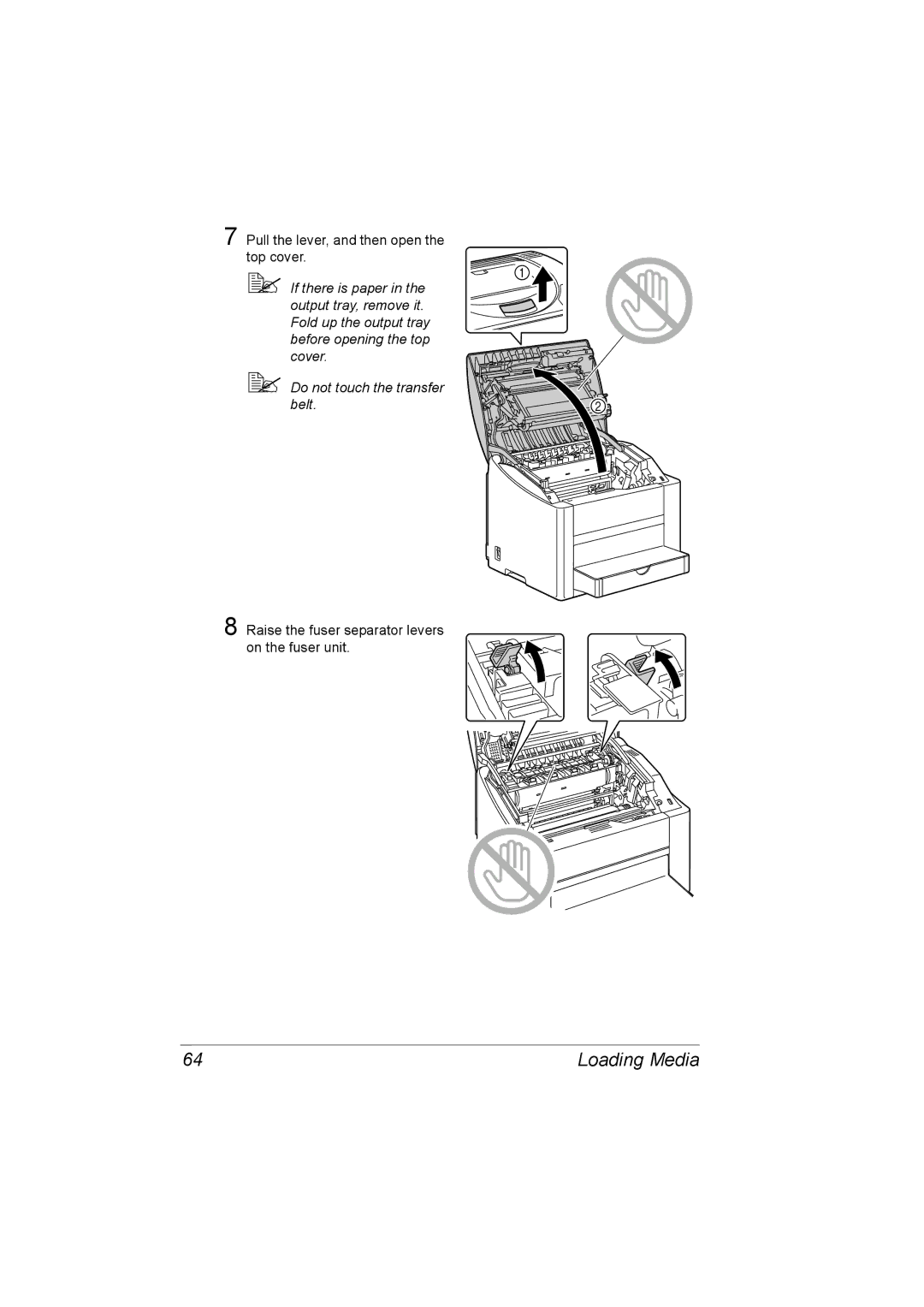 Konica Minolta C10P manual Pull the lever, and then open the top cover 