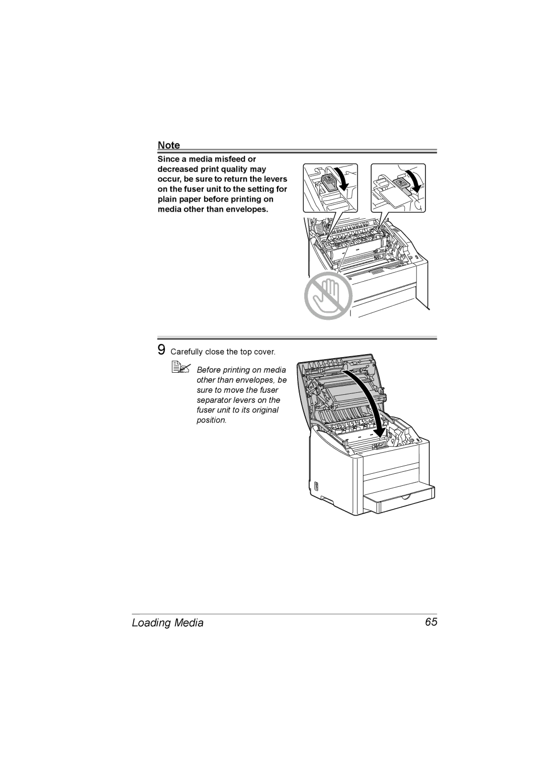 Konica Minolta C10P manual Carefully close the top cover 