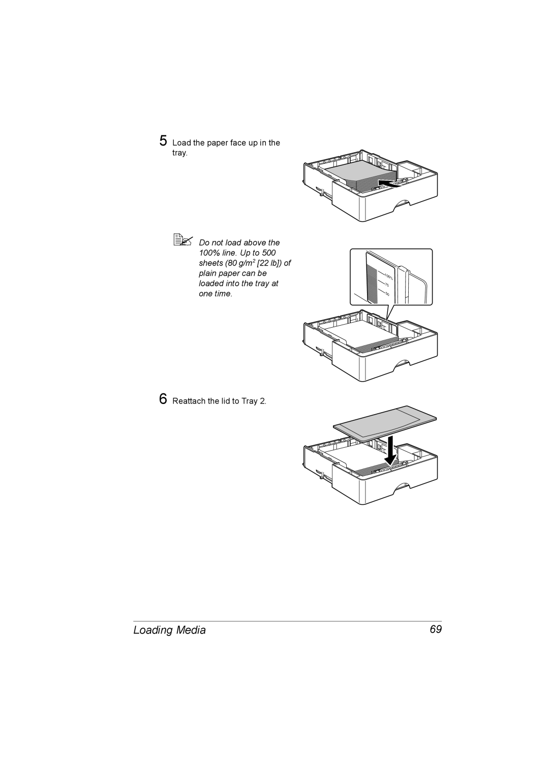 Konica Minolta C10P manual Reattach the lid to Tray 