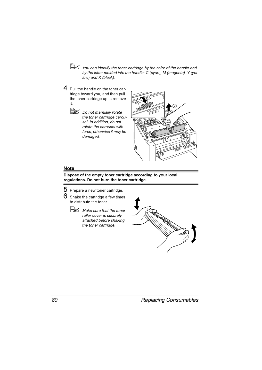 Konica Minolta C10P manual Replacing Consumables 