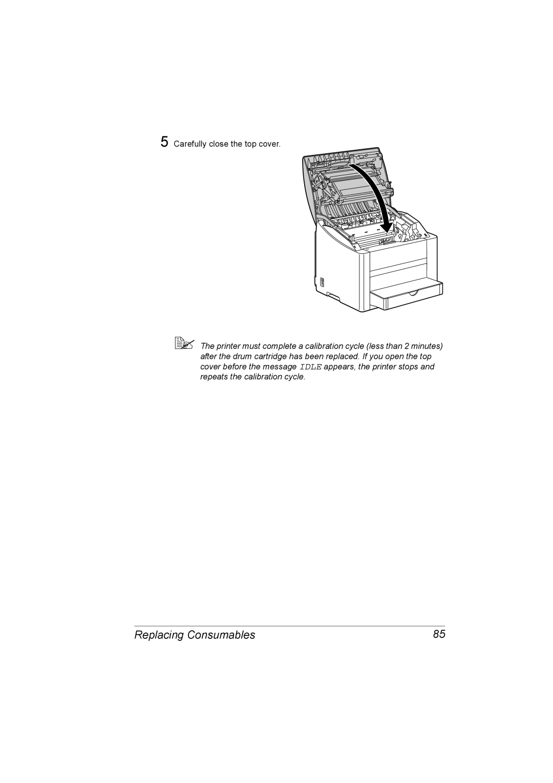 Konica Minolta C10P manual Carefully close the top cover 