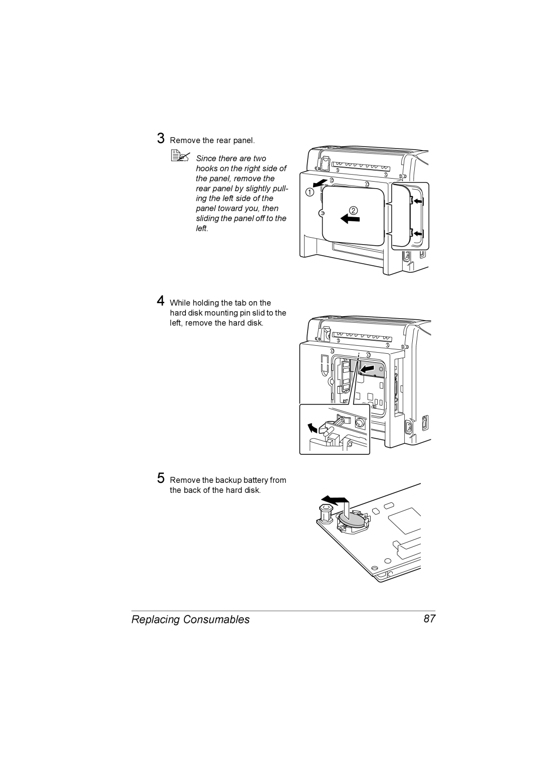 Konica Minolta C10P manual Remove the rear panel 