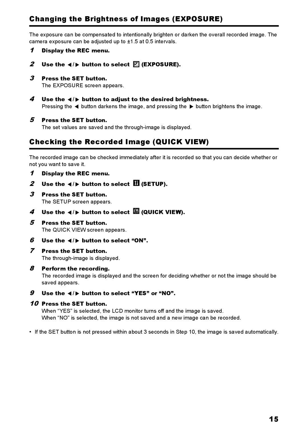 Konica Minolta C2 warranty Changing the Brightness of Images Exposure, Checking the Recorded Image Quick View 