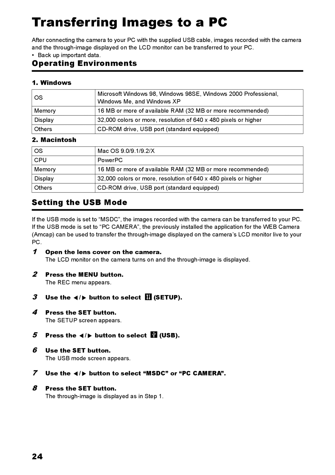 Konica Minolta C2 warranty Operating Environments, Windows, Macintosh 