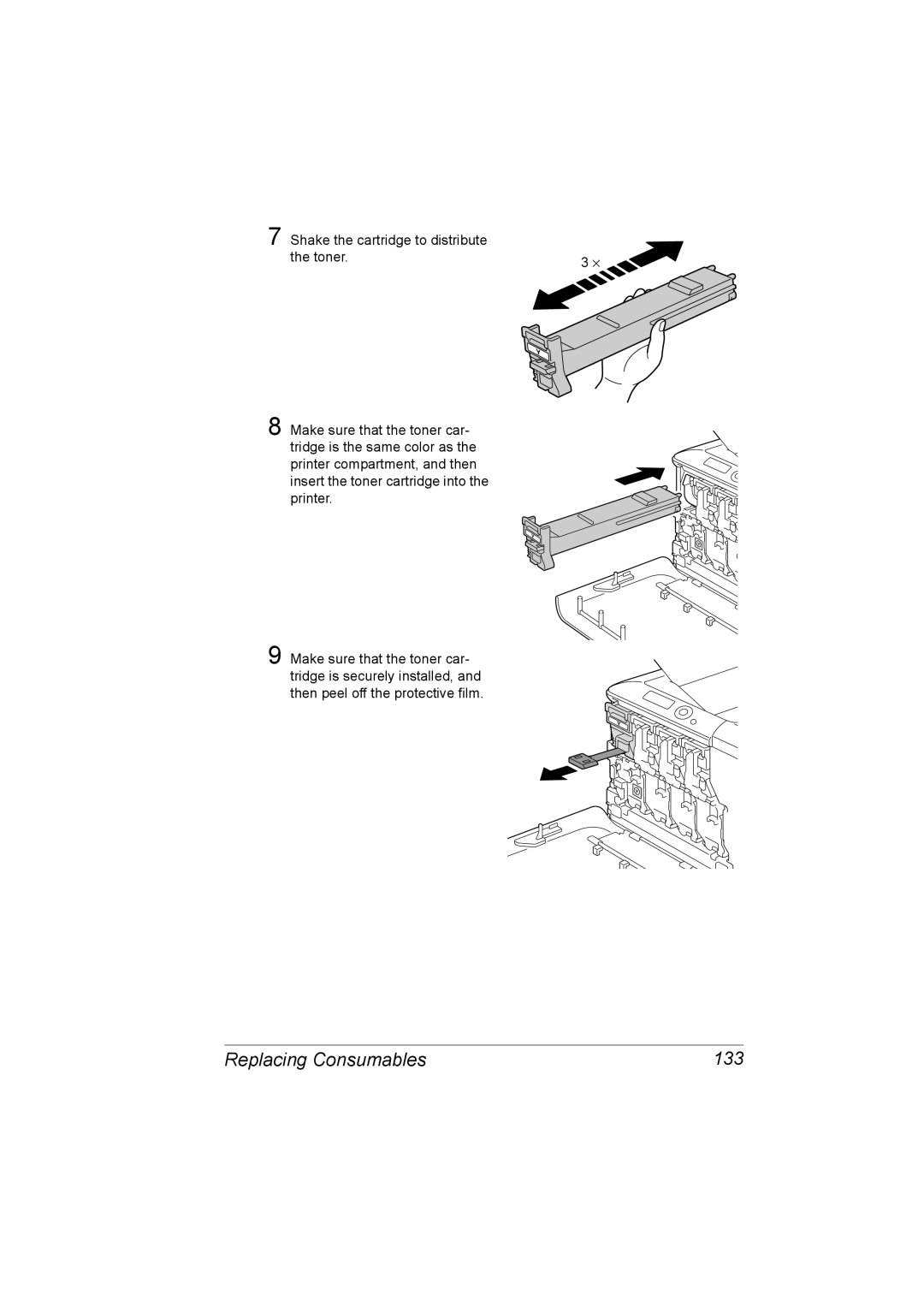 Konica Minolta C20P manual Replacing Consumables 133 