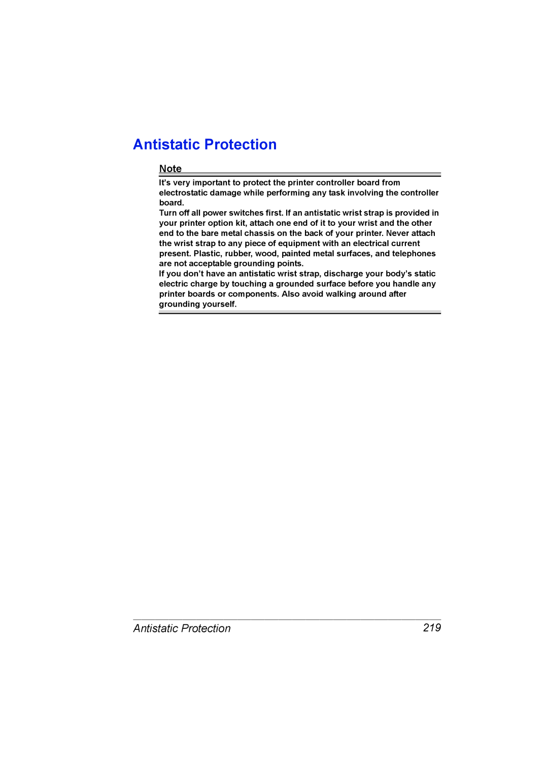 Konica Minolta C20P manual Antistatic Protection 219 