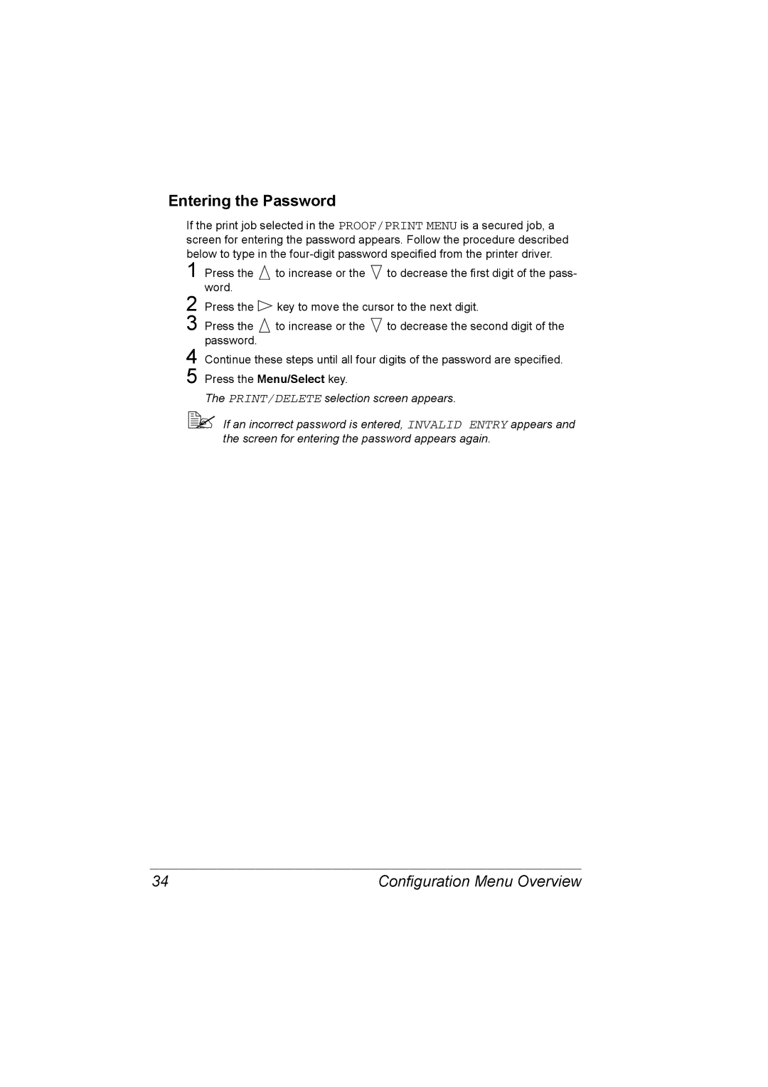 Konica Minolta C20P manual Entering the Password 