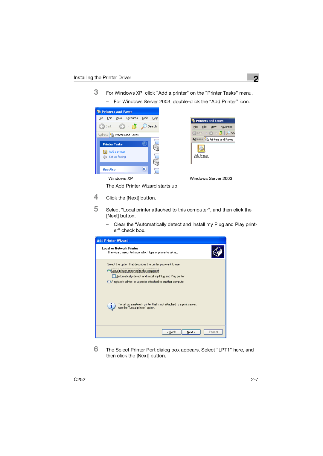 Konica Minolta C252 appendix Windows XP 