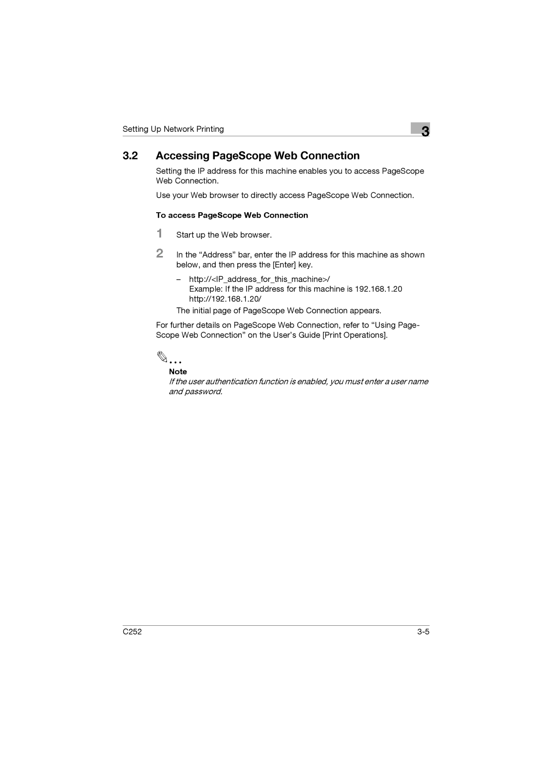 Konica Minolta C252 appendix Accessing PageScope Web Connection, To access PageScope Web Connection 