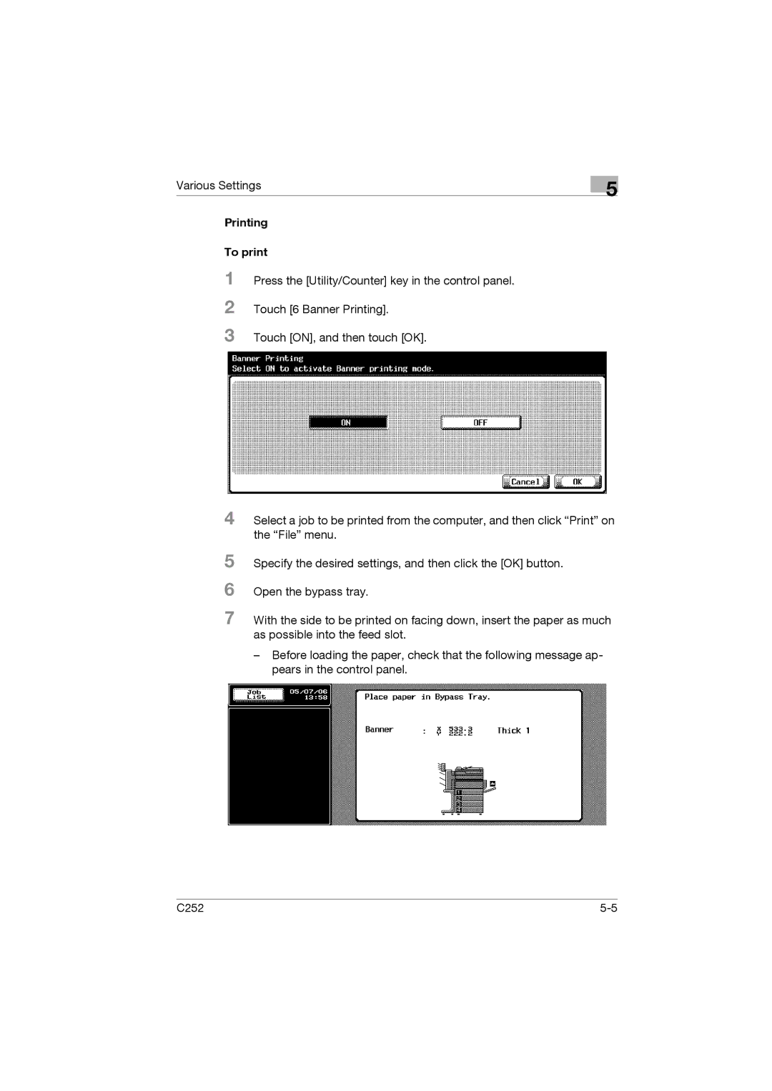 Konica Minolta C252 appendix Printing To print 