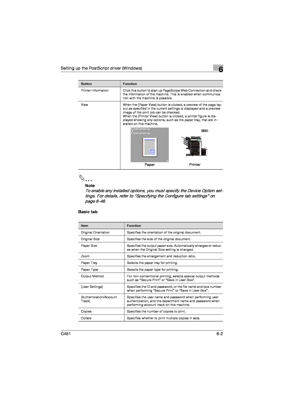 Konica Minolta C451 manual PaperPrinter, Printer Information 