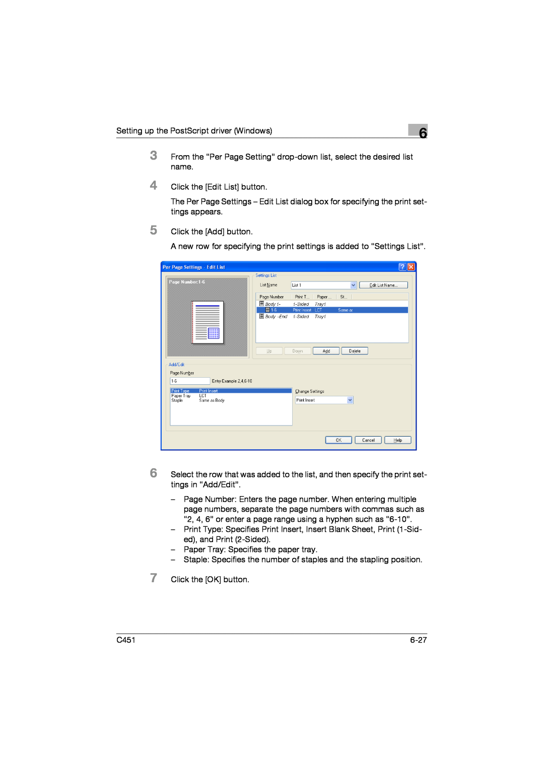 Konica Minolta C451 manual 3 4 5, Setting up the PostScript driver Windows 
