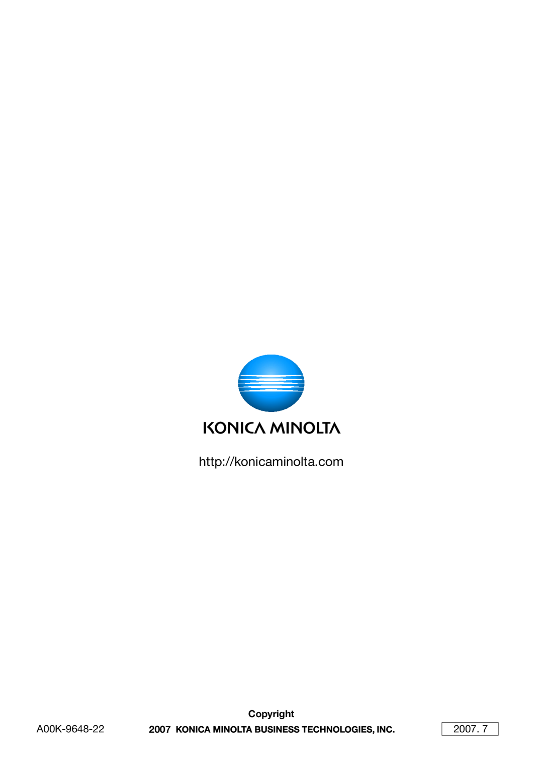 Konica Minolta C451 manual A00K-9648-222007, Copyright 