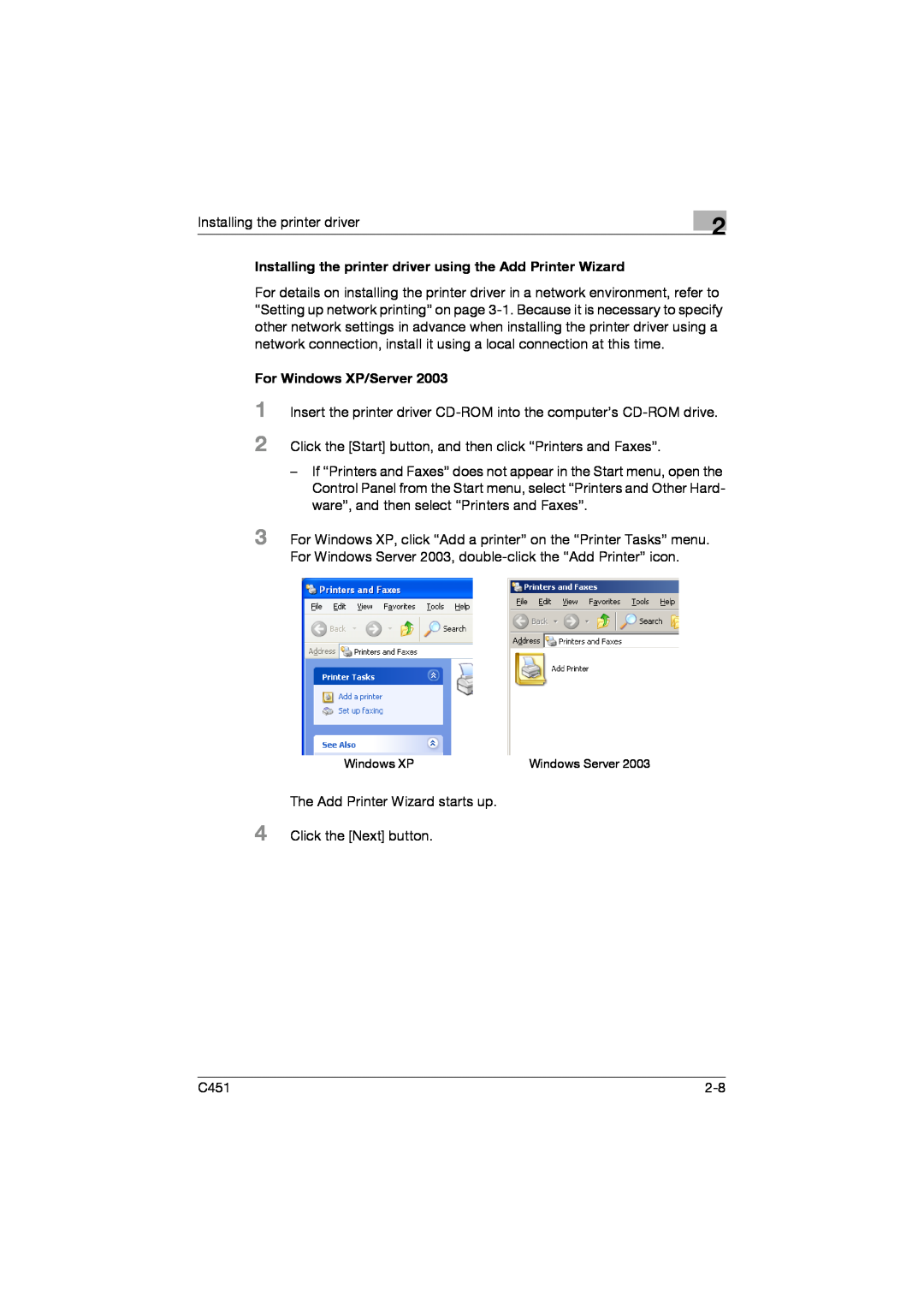 Konica Minolta C451 manual For Windows XP/Server 