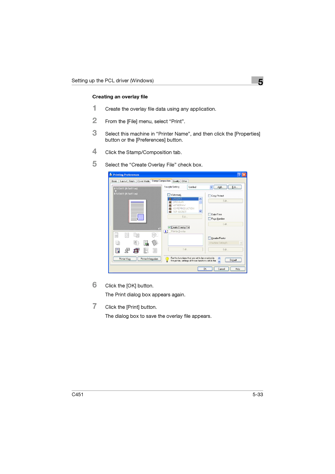 Konica Minolta C451 manual Creating an overlay file 