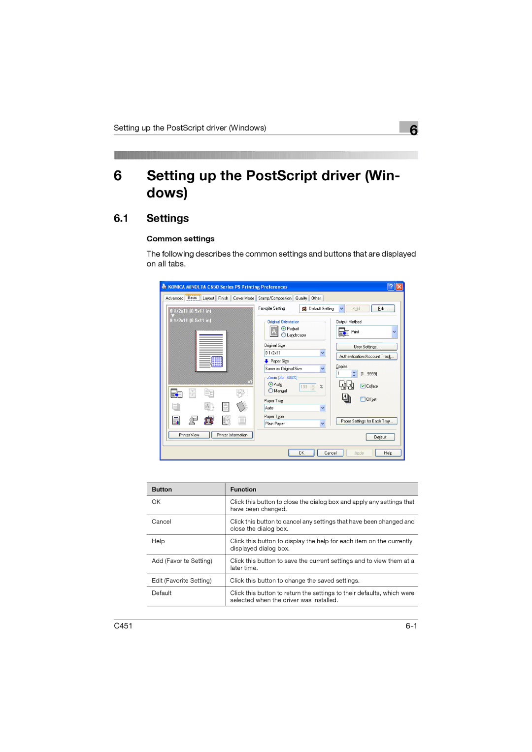 Konica Minolta C451 manual Setting up the PostScript driver Win- dows 