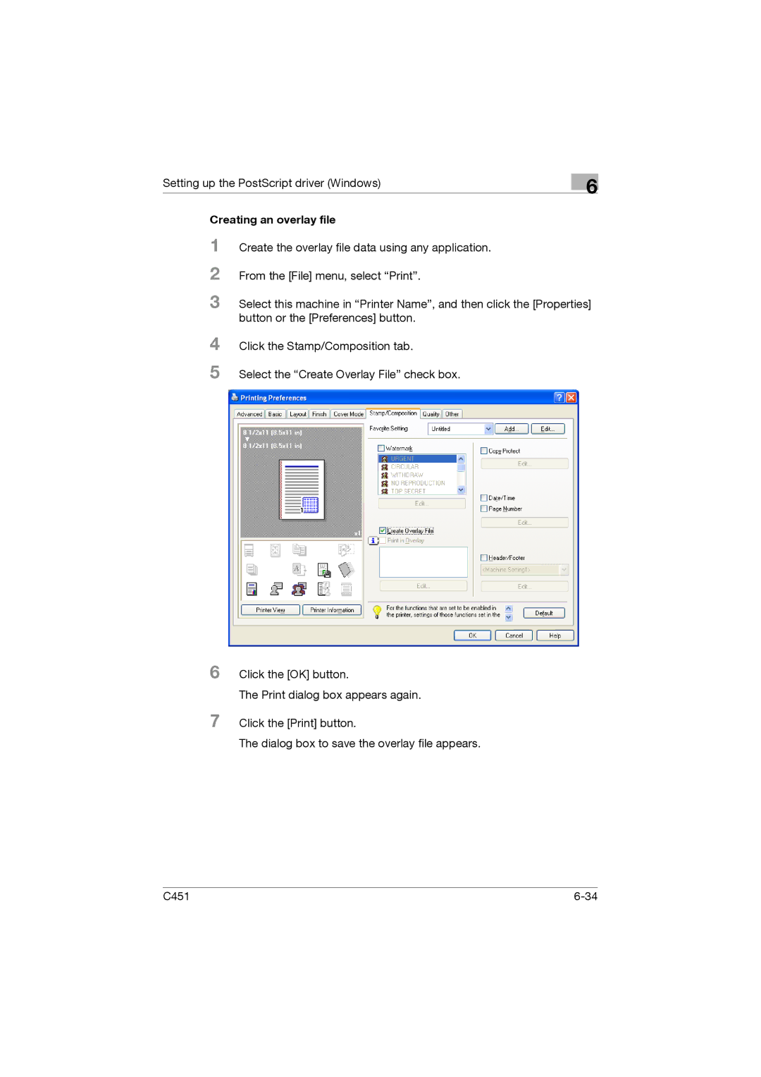 Konica Minolta C451 manual Creating an overlay file 