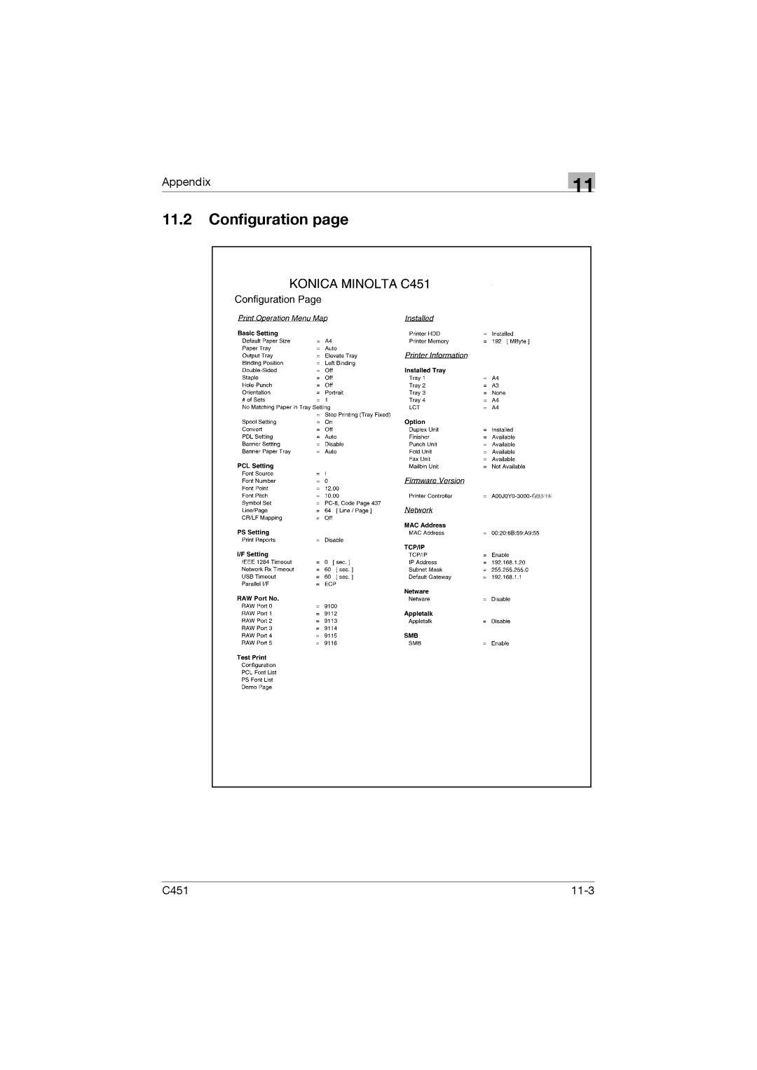 Konica Minolta C451 manual Configuration 