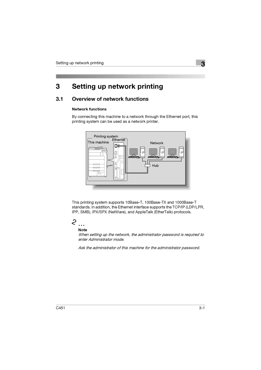 Konica Minolta C451 manual Overview of network functions, Network functions 