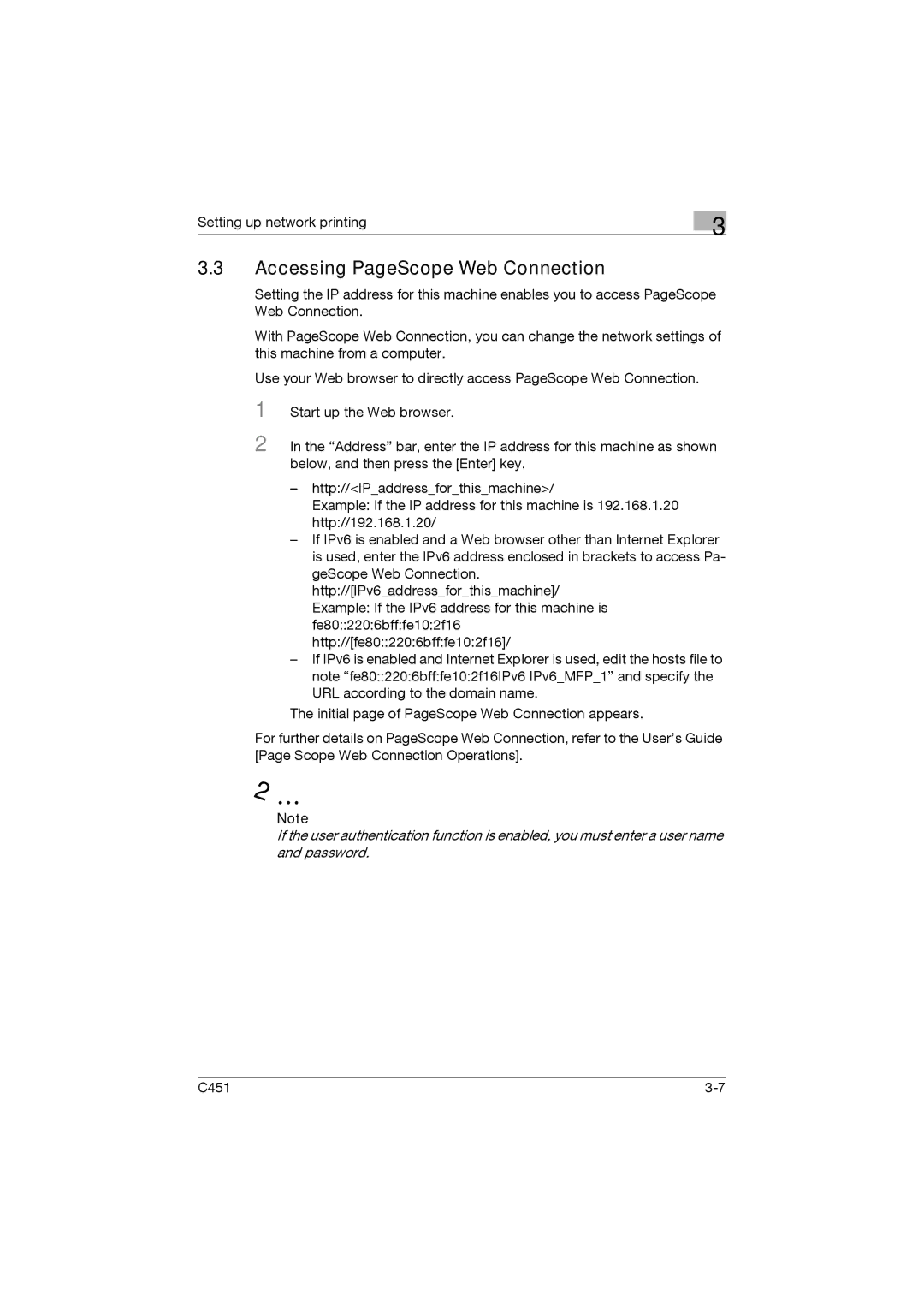 Konica Minolta C451 manual Accessing PageScope Web Connection 